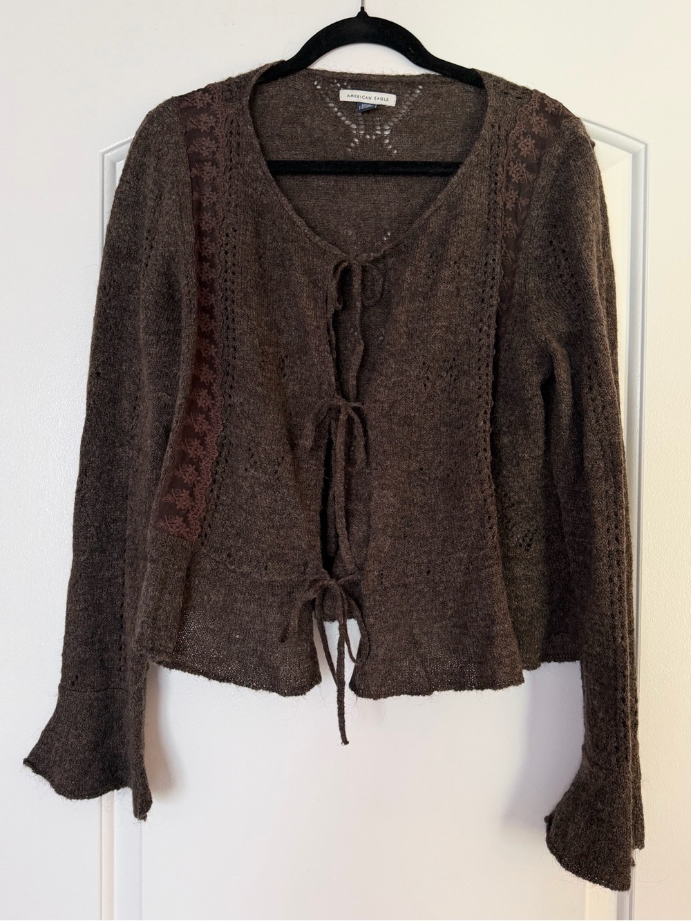 American Eagle Outfitters Brown Tie-Front Knit Cardigan